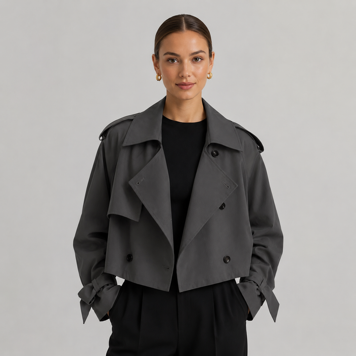 Montarello Women's Short Double-Breasted Trench Coat