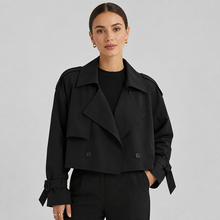 Montarello Women's Short Double-Breasted Trench Coat