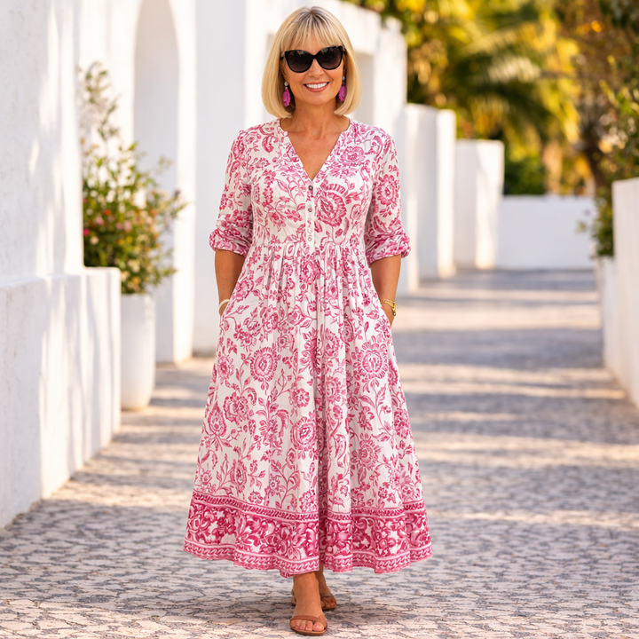 Elly Elegant Floral Dress with a Breezy Vibe - Elena Harper