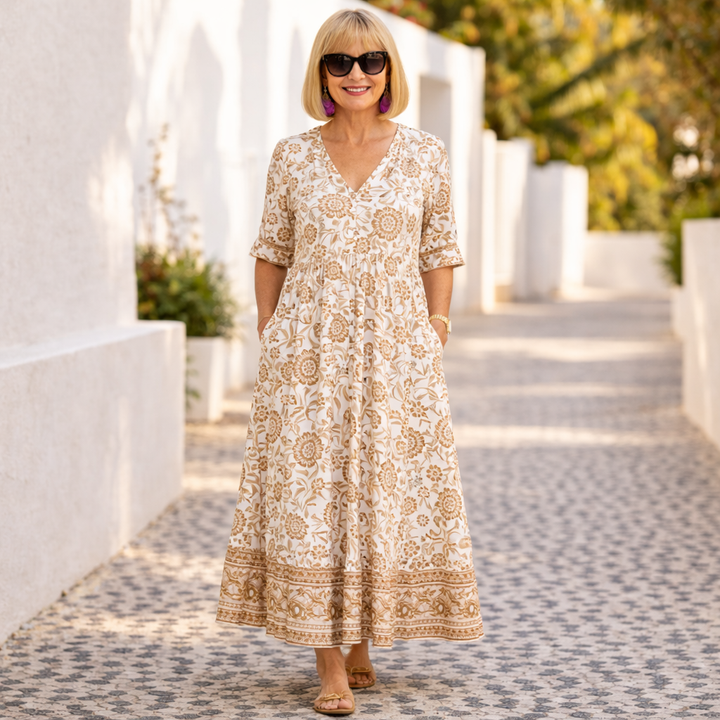 Elly Elegant Floral Dress with a Breezy Vibe - Elena Harper