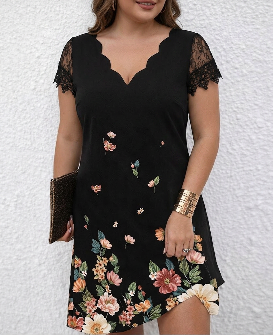 Lior Lace Sleeve Midnight Garden Dress - Elena Harper