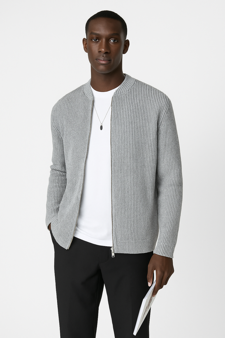 Men's Zip Up Ribbed Sweater – Comfort & Style for Any Day