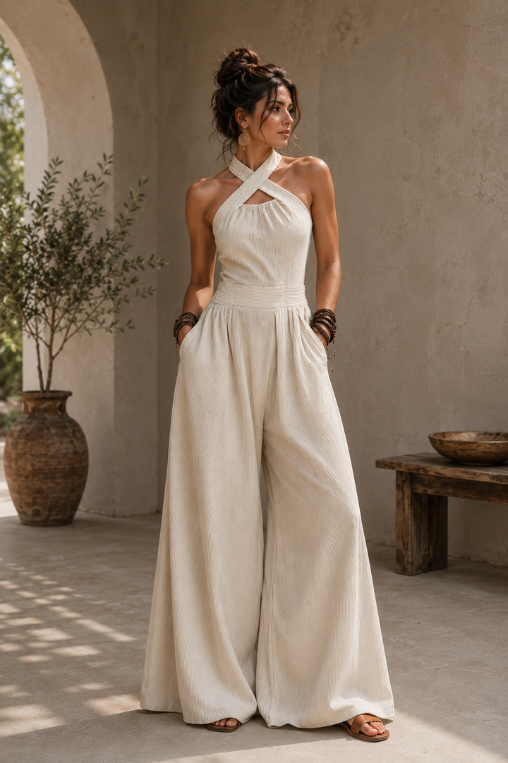 Alya Cross-Front Elegance Jumpsuit, view 5 - Elena Harper