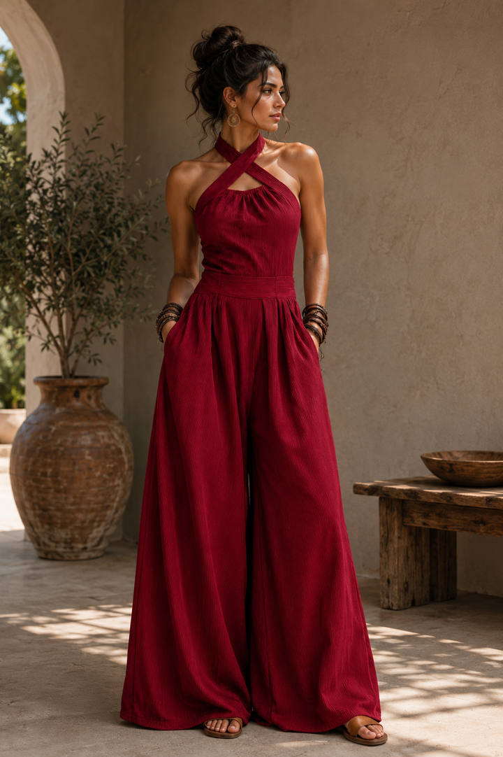 Alya Cross-Front Elegance Jumpsuit, view 7 - Elena Harper