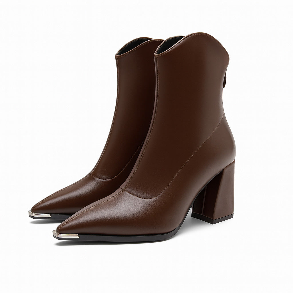 Ankle Boots Pointed Toe Boots Metal Tip, view 3 - Elena Harper