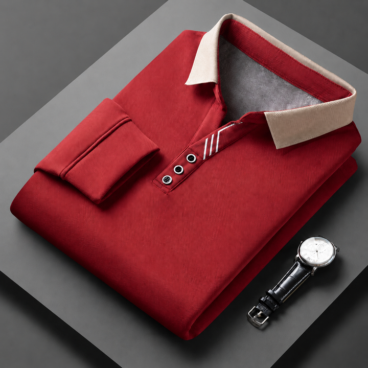 Fulvio | Long Sleeve Polo with Contrasting Collar