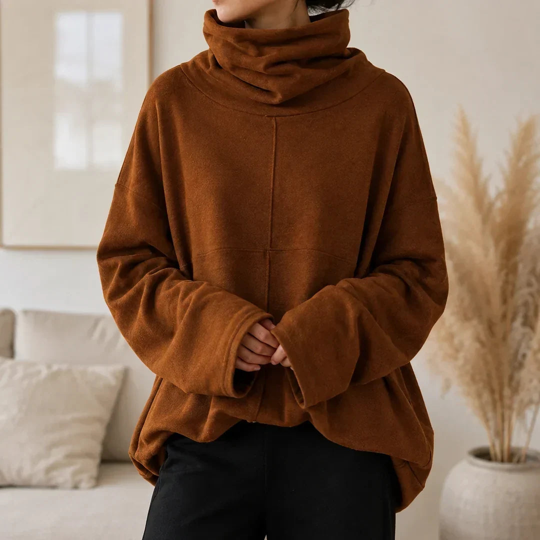 Cowlmara Brushed Cowl-Neck Oversized Pullover - Elena Harper
