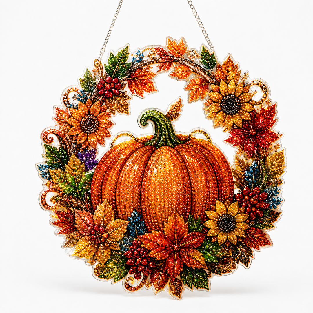 Duskglow Wreath Pumpkin Diamond Painting Wreath Kit - Elena Harper