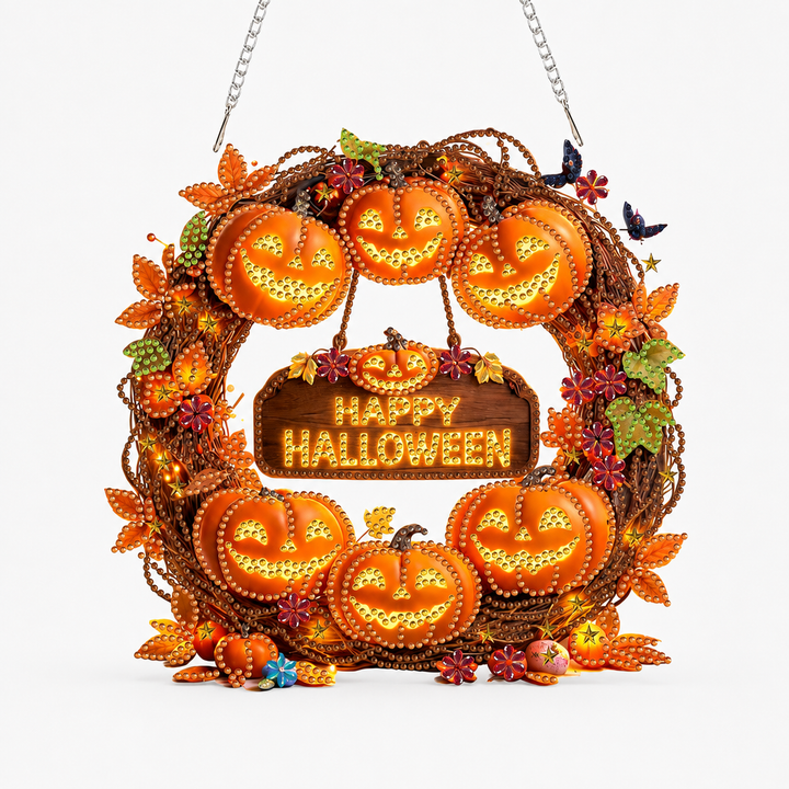 Duskglow Wreath Pumpkin Diamond Painting Wreath Kit - Elena Harper