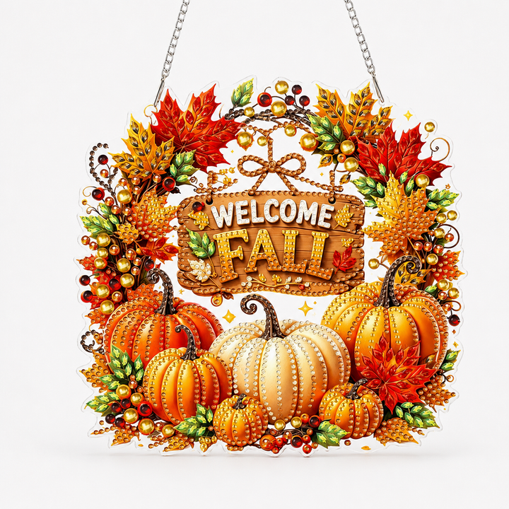 Duskglow Wreath Pumpkin Diamond Painting Wreath Kit - Elena Harper
