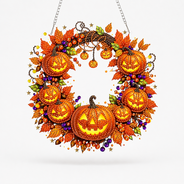 Duskglow Wreath Pumpkin Diamond Painting Wreath Kit - Elena Harper