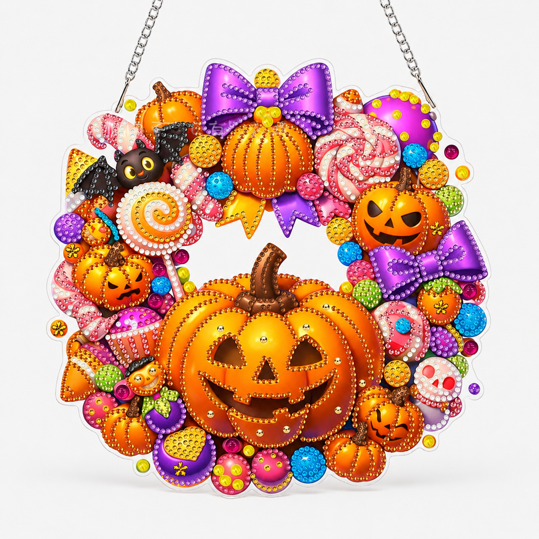 Duskglow Wreath Pumpkin Diamond Painting Wreath Kit - Elena Harper