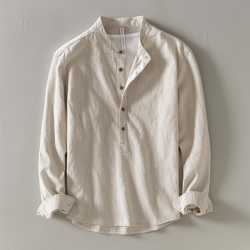 Men's Mandarin Collar Shirt - Lightweight & Comfortable