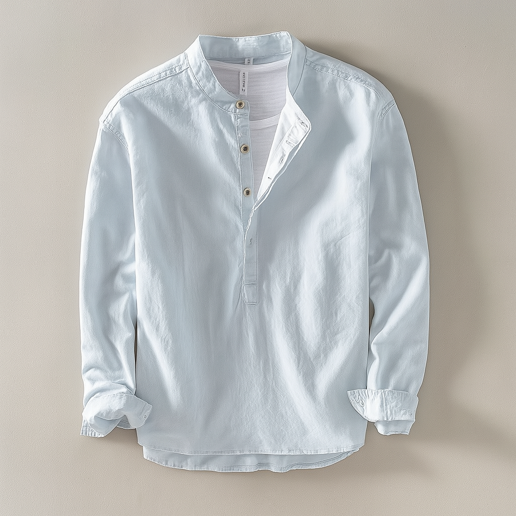 Men's Mandarin Collar Shirt - Lightweight & Comfortable