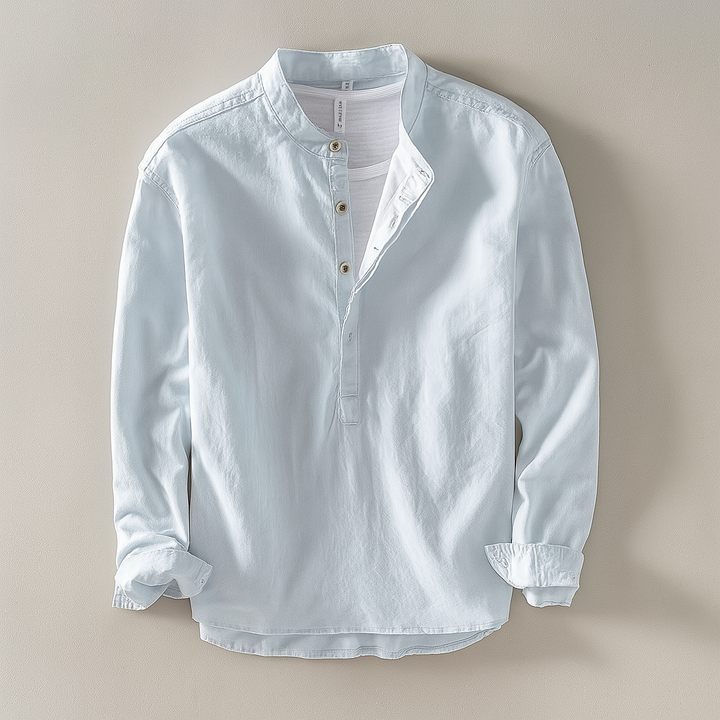 Men's Mandarin Collar Shirt - Lightweight & Comfortable