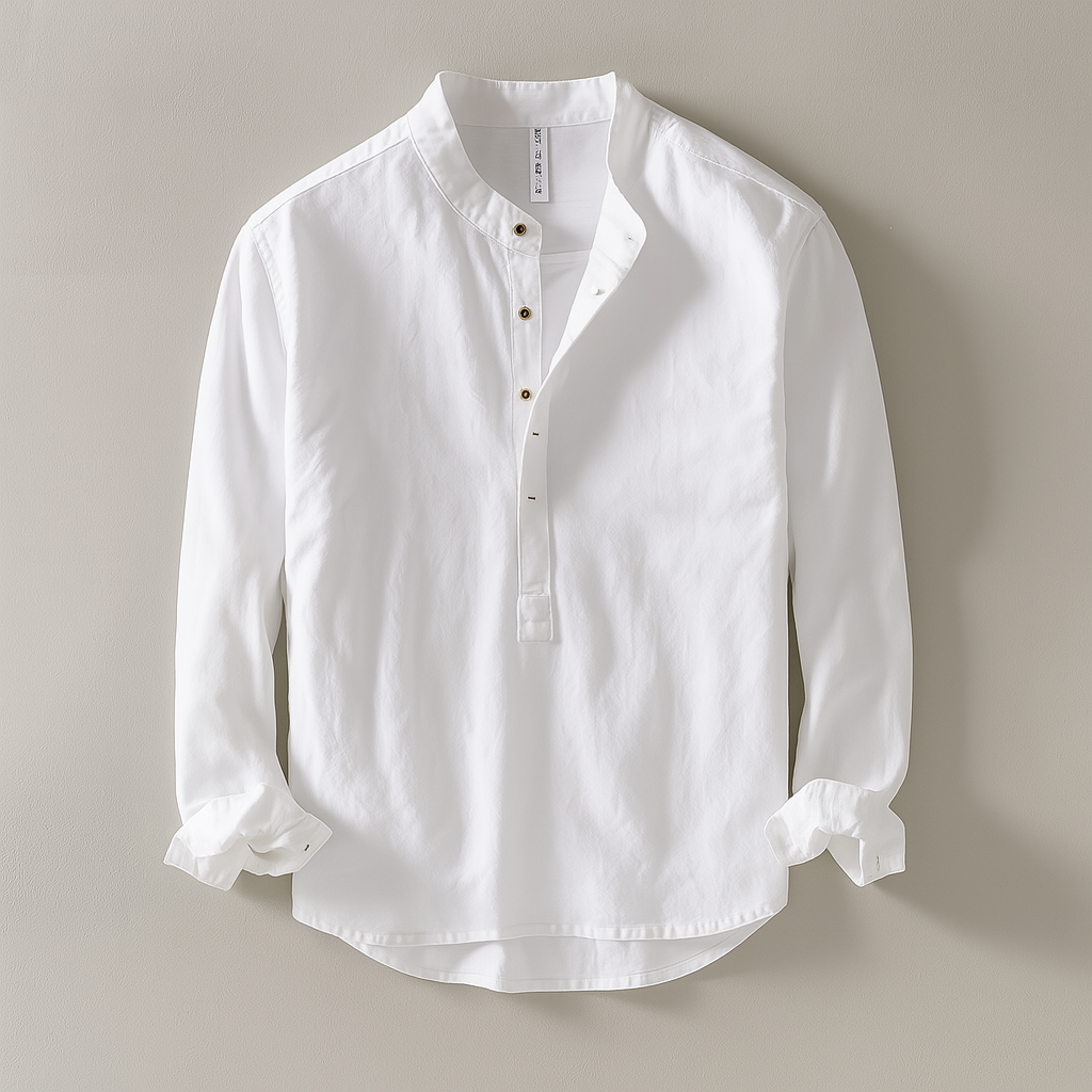 Men's Mandarin Collar Shirt - Lightweight & Comfortable