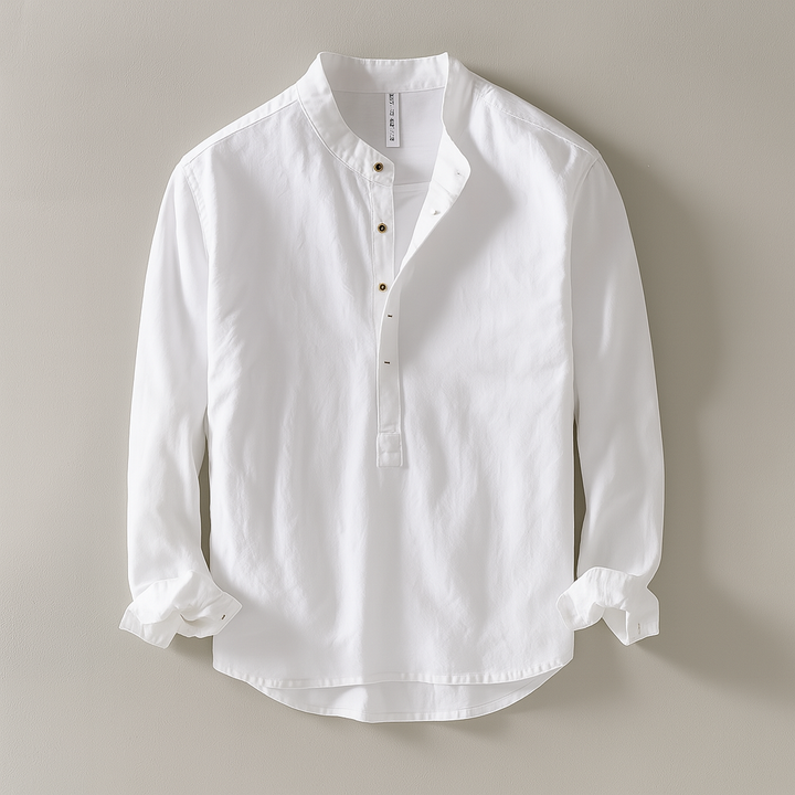 Men's Mandarin Collar Shirt - Lightweight & Comfortable