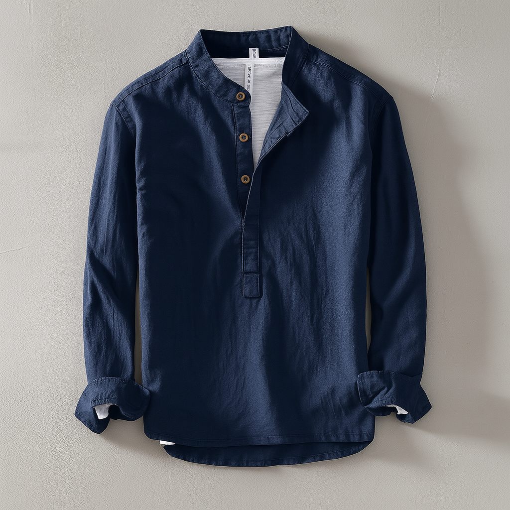 Men's Mandarin Collar Shirt - Lightweight & Comfortable