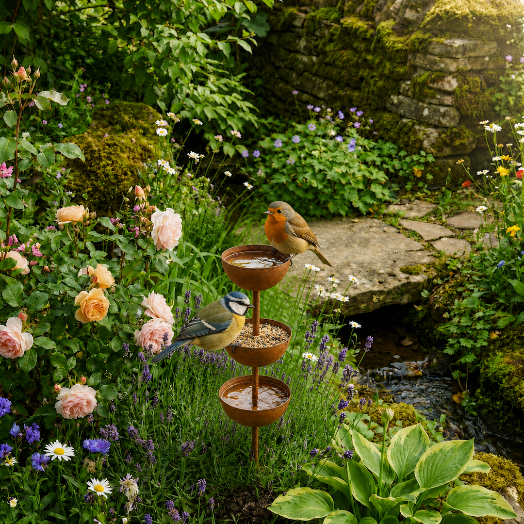 Birdwell Rustic Copper Bird Bath Garden Stake - Elena Harper