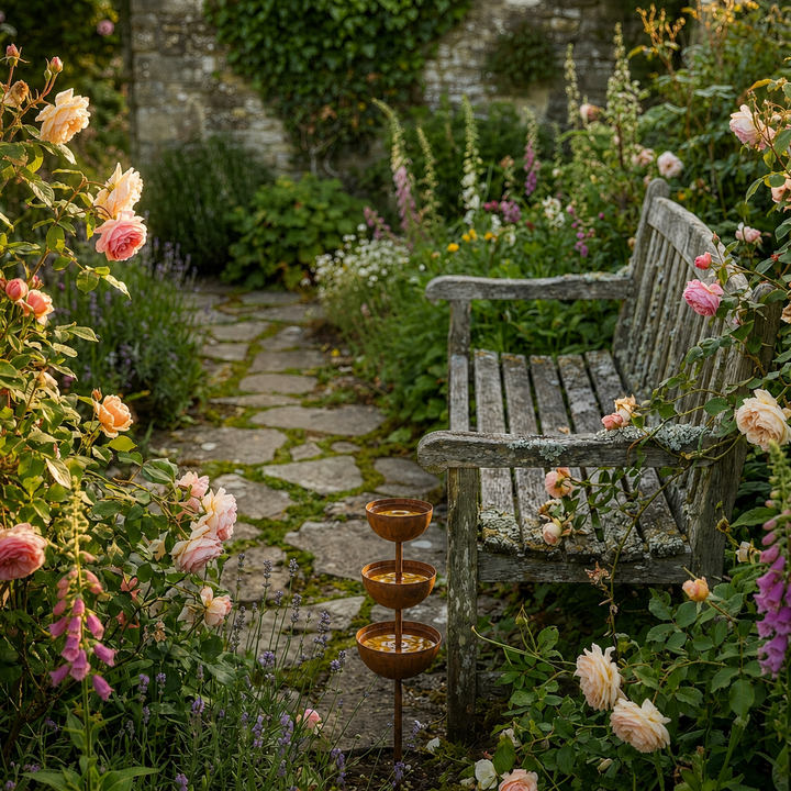 Birdwell Rustic Copper Bird Bath Garden Stake - Elena Harper