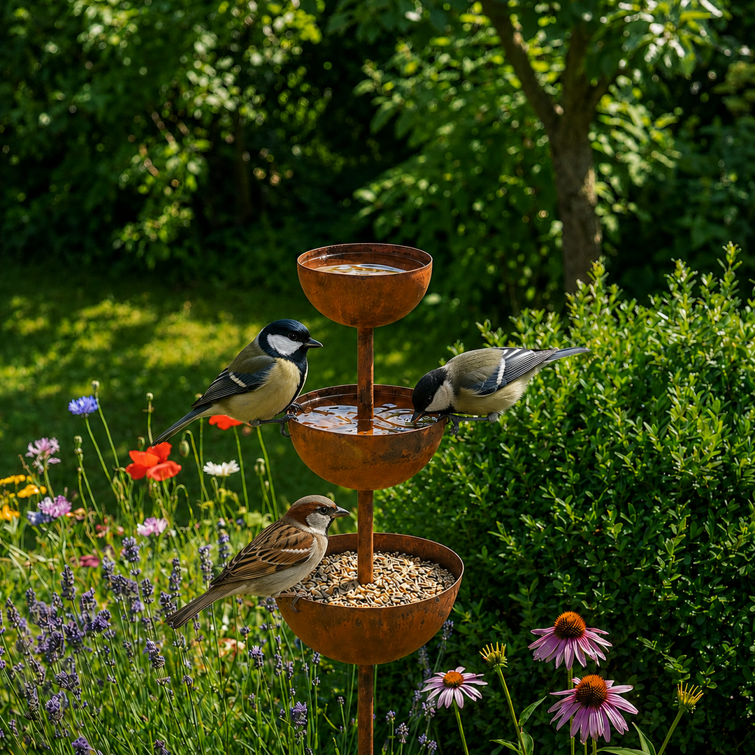 Birdwell Rustic Copper Bird Bath Garden Stake - Elena Harper