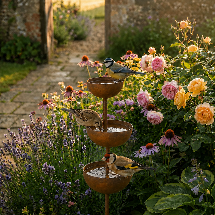 Birdwell Rustic Copper Bird Bath Garden Stake - Elena Harper