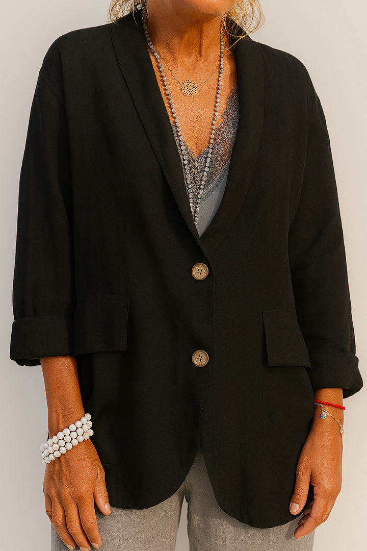 Women's Relaxed Blazer Button Detail Layer Jacket