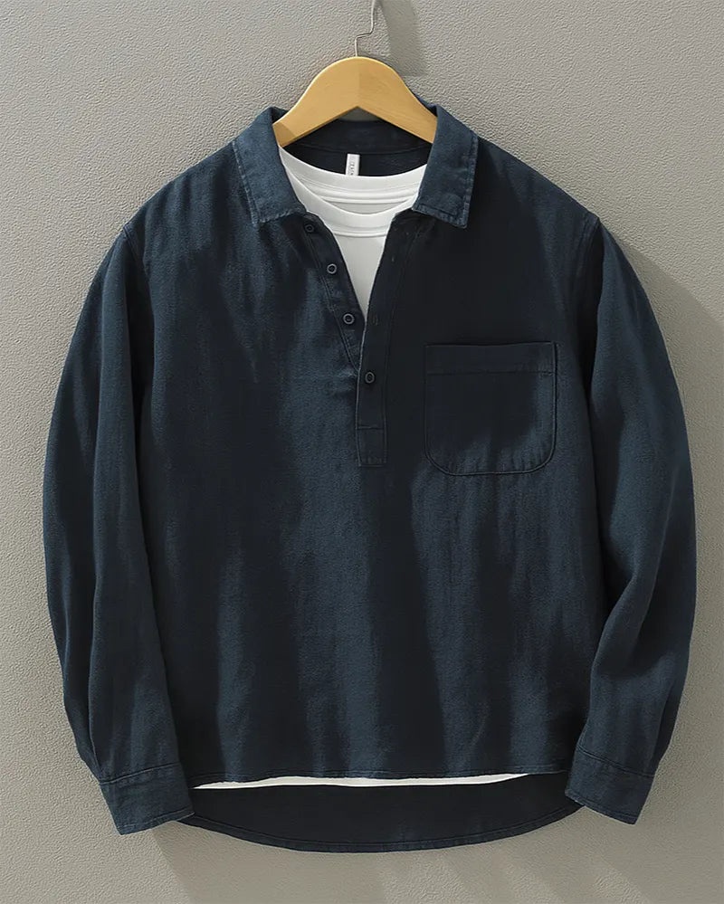 ELENA HARPER™  |  BUTTON-DOWN HALF PLACKET SHIRT FOR MEN