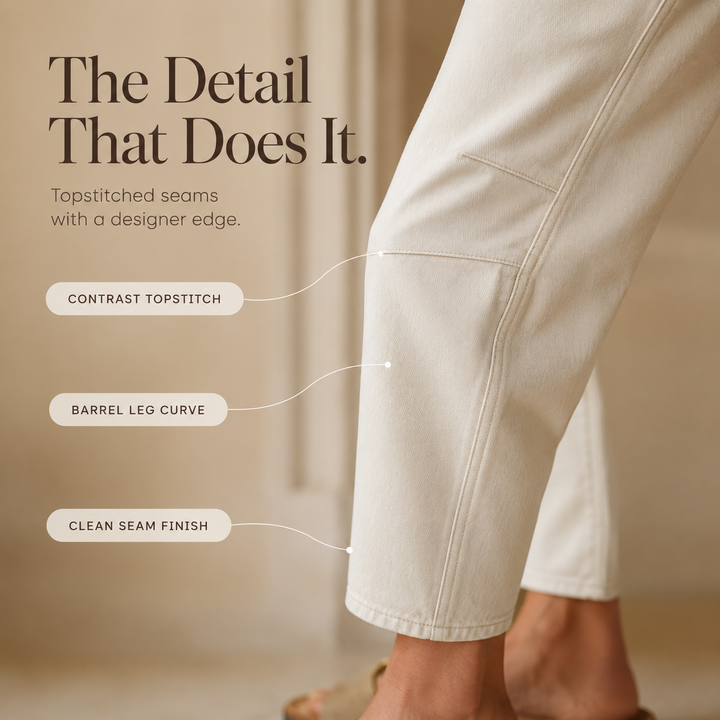 Cropelle Stitch Detail Cropped Straight Pants - Elena Harper