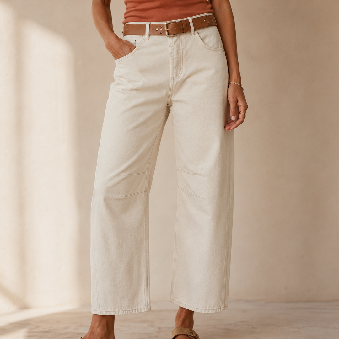 Cropelle Stitch Detail Cropped Straight Pants - Elena Harper