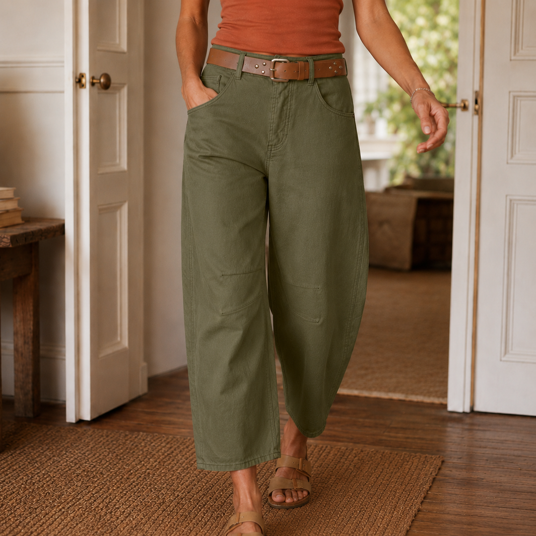 Cropelle Stitch Detail Cropped Straight Pants - Elena Harper