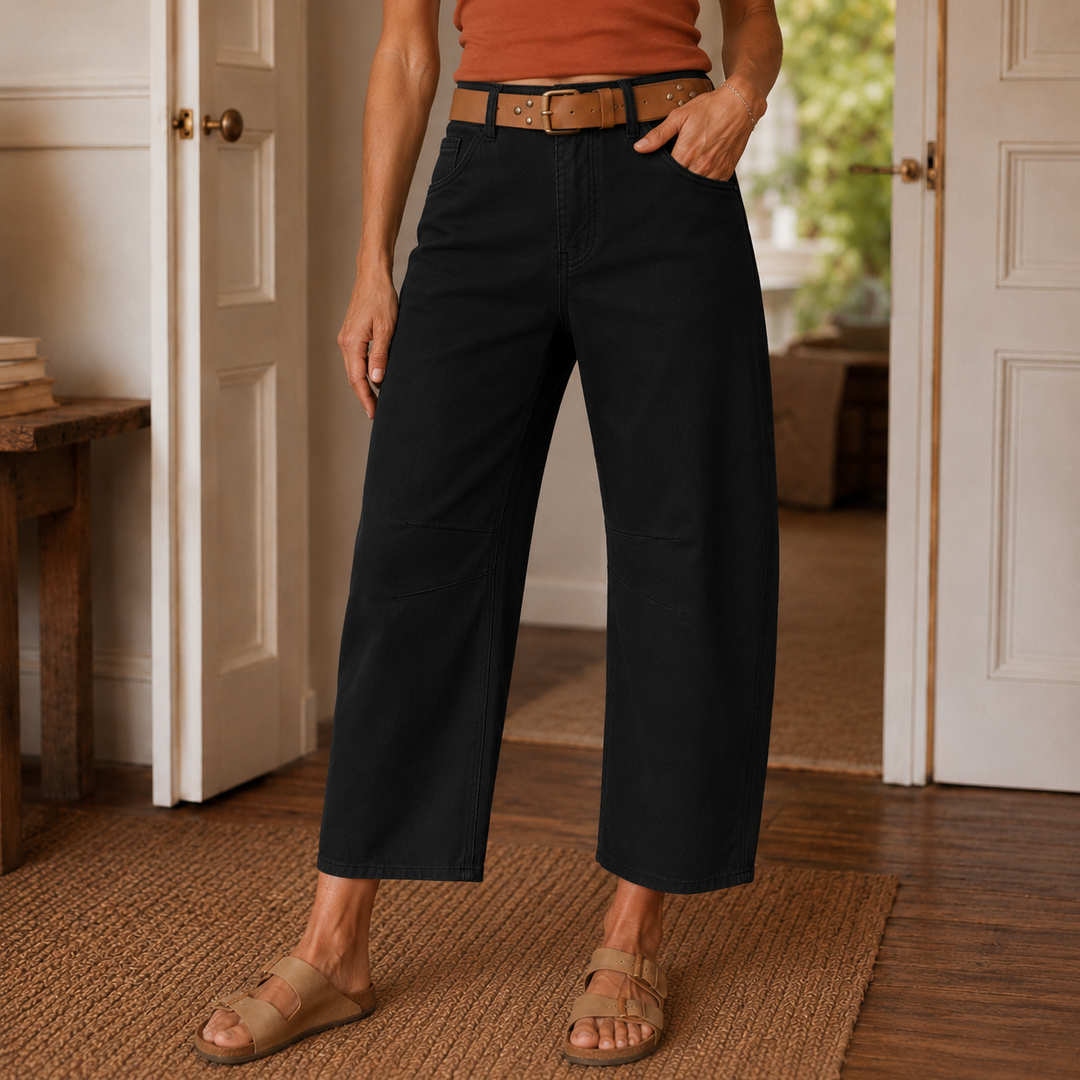 Cropelle Stitch Detail Cropped Straight Pants - Elena Harper