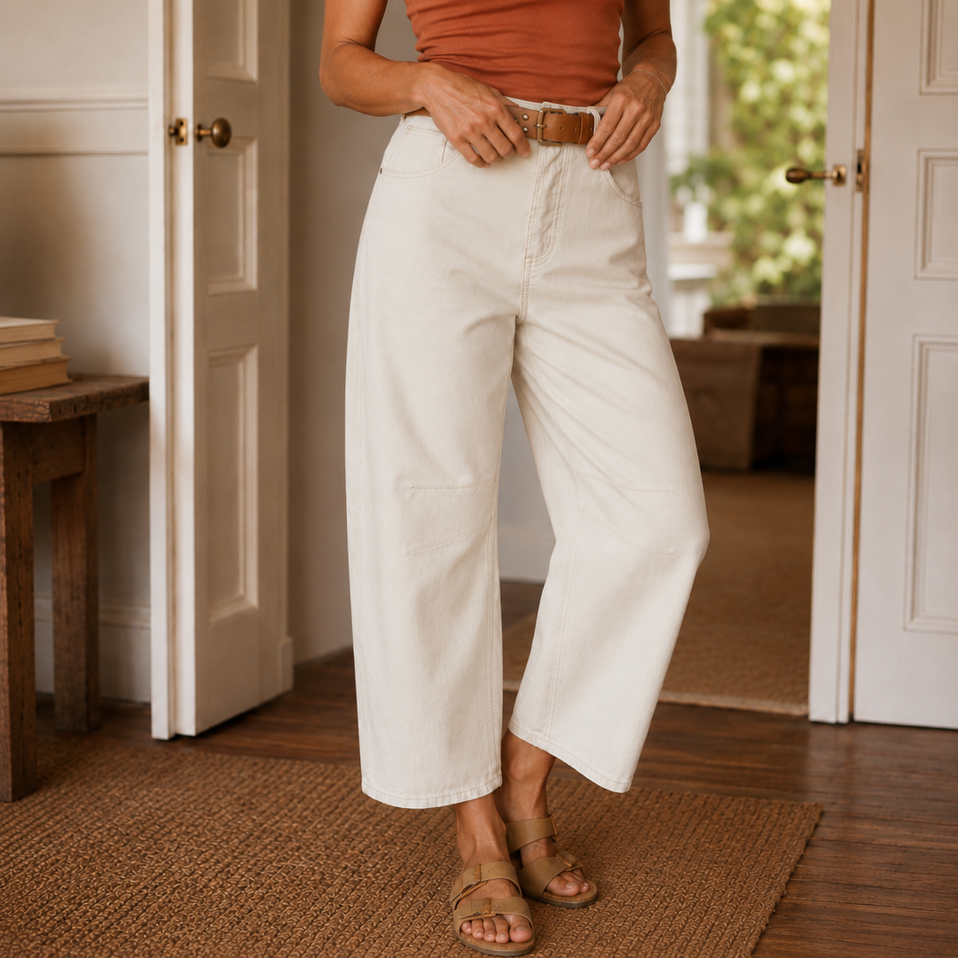 Cropelle Stitch Detail Cropped Straight Pants - Elena Harper