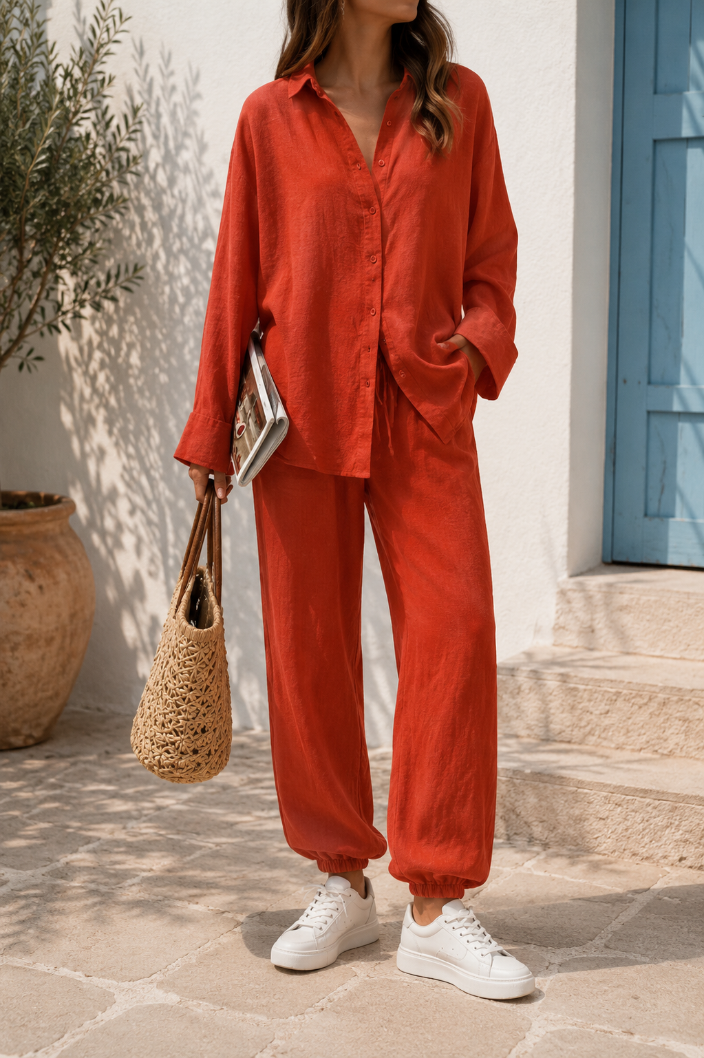 Women's Oversized Linen Two-Piece Set
