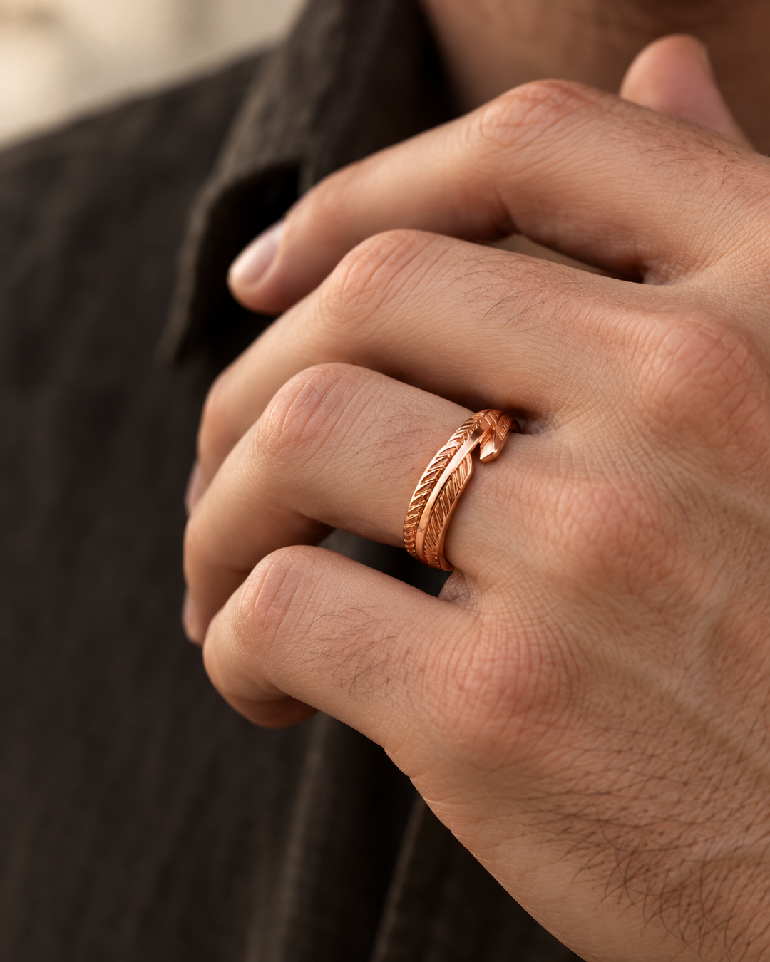 Spiral-Pattern Ring For Men, view 5 - Elena Harper