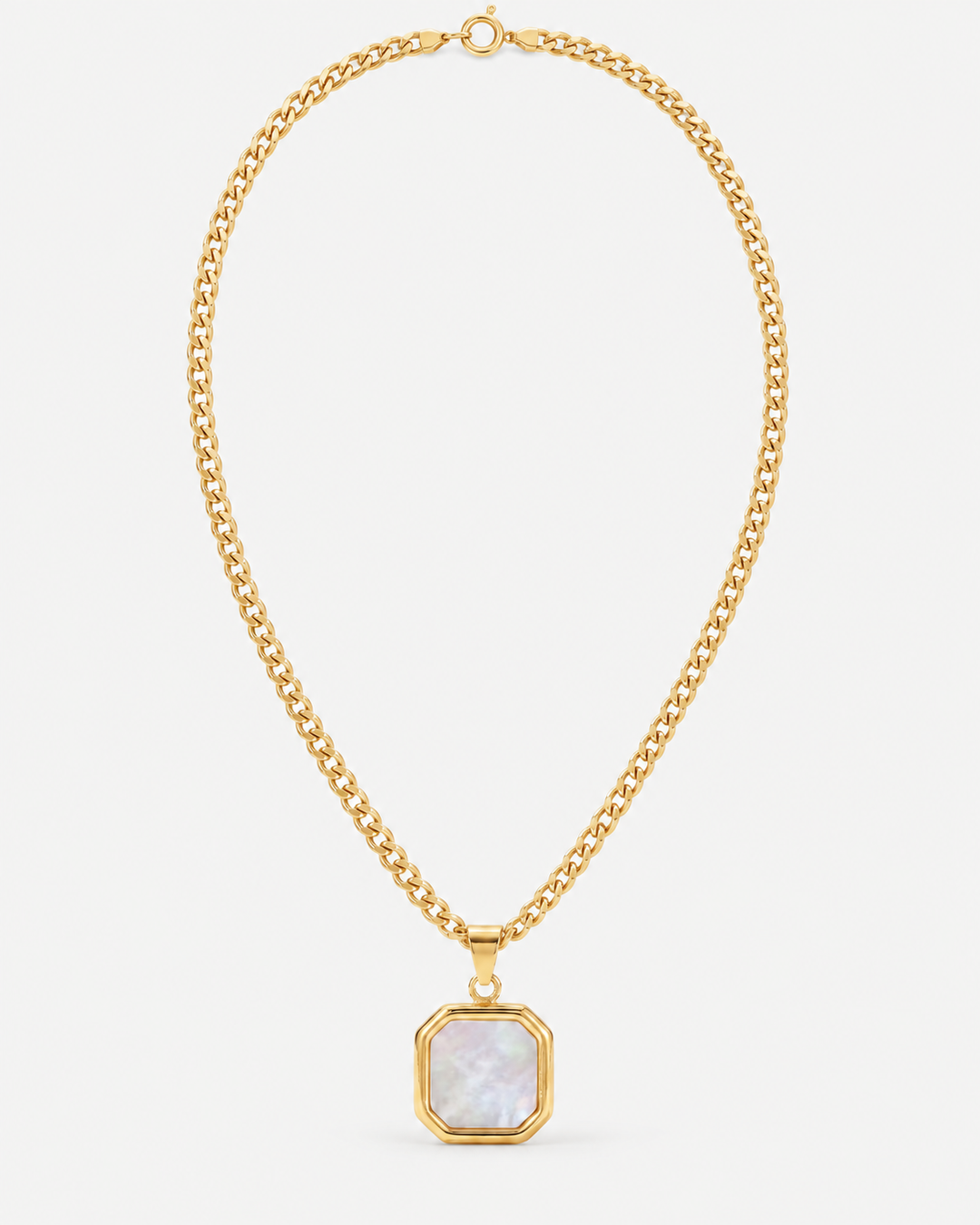 Gold Necklace with Square Pendant for Men