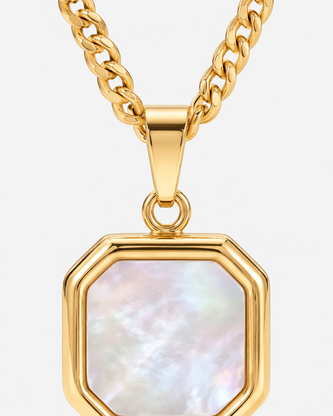 Gold-Tone Square Pendant Necklace For Men