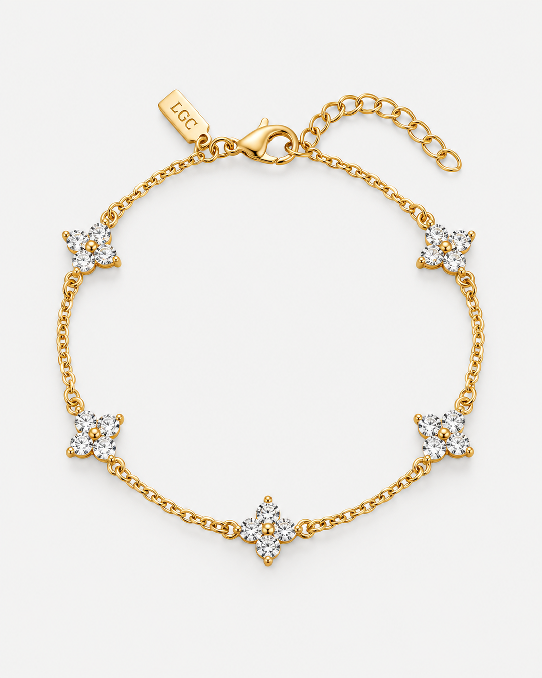 Gold-Tone Five-Clover Bracelet With Zirconia
