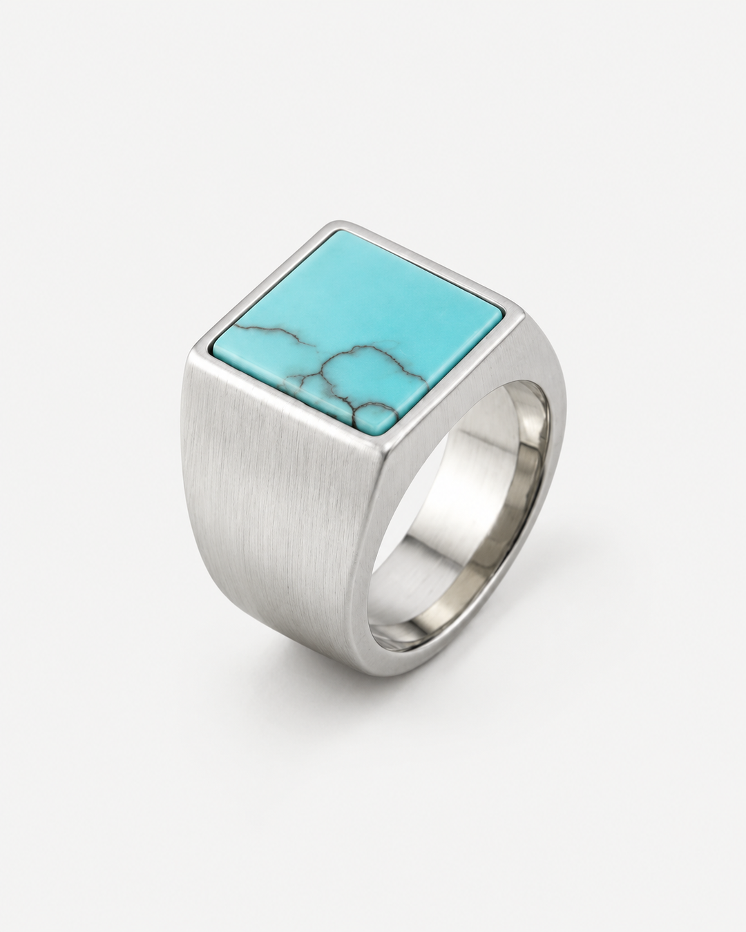 Square Blue Howlite Stone Ring For Men - Elena Harper