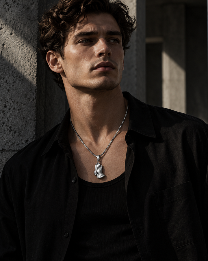 Praying Hands Pendant Necklace For Men