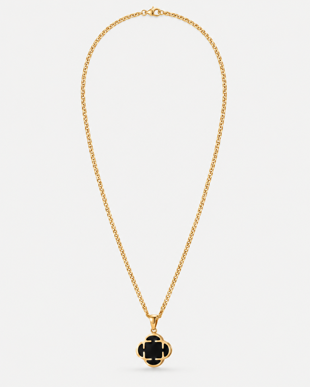 Gold-Tone Black Clover Necklace For Men