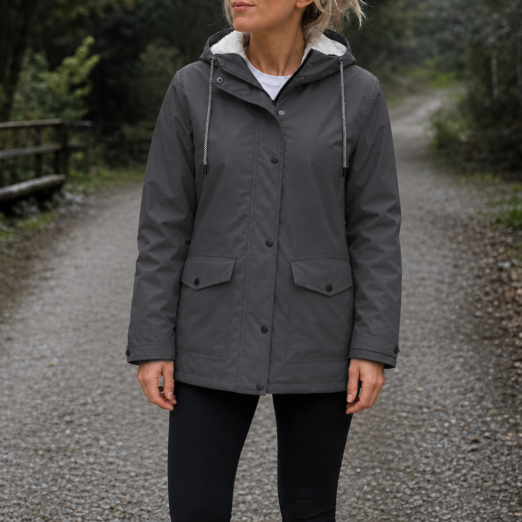 Cozynara Fleece-Lined Hooded Windproof Jacket - Elena Harper