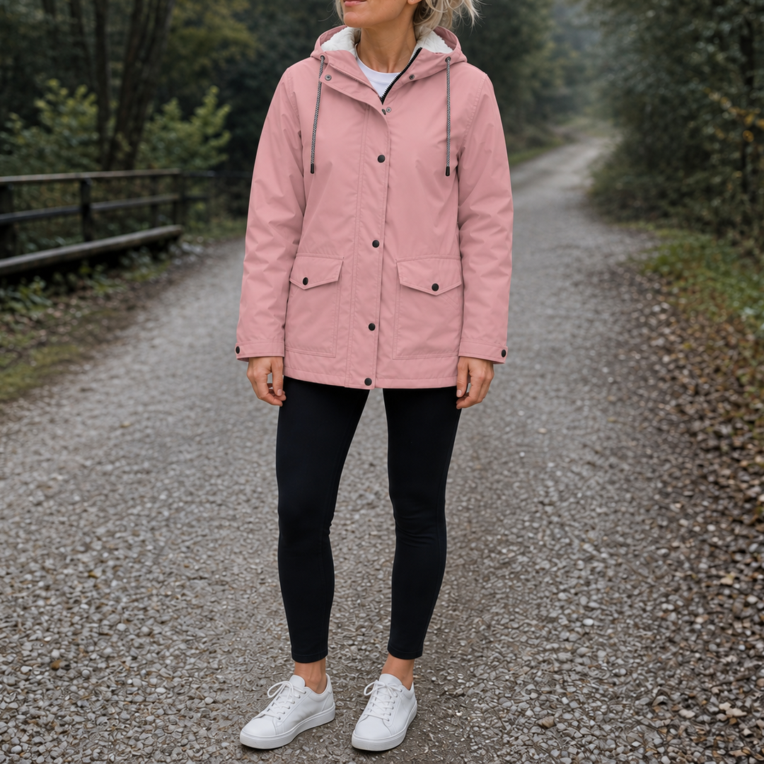 Cozynara Fleece-Lined Hooded Windproof Jacket - Elena Harper