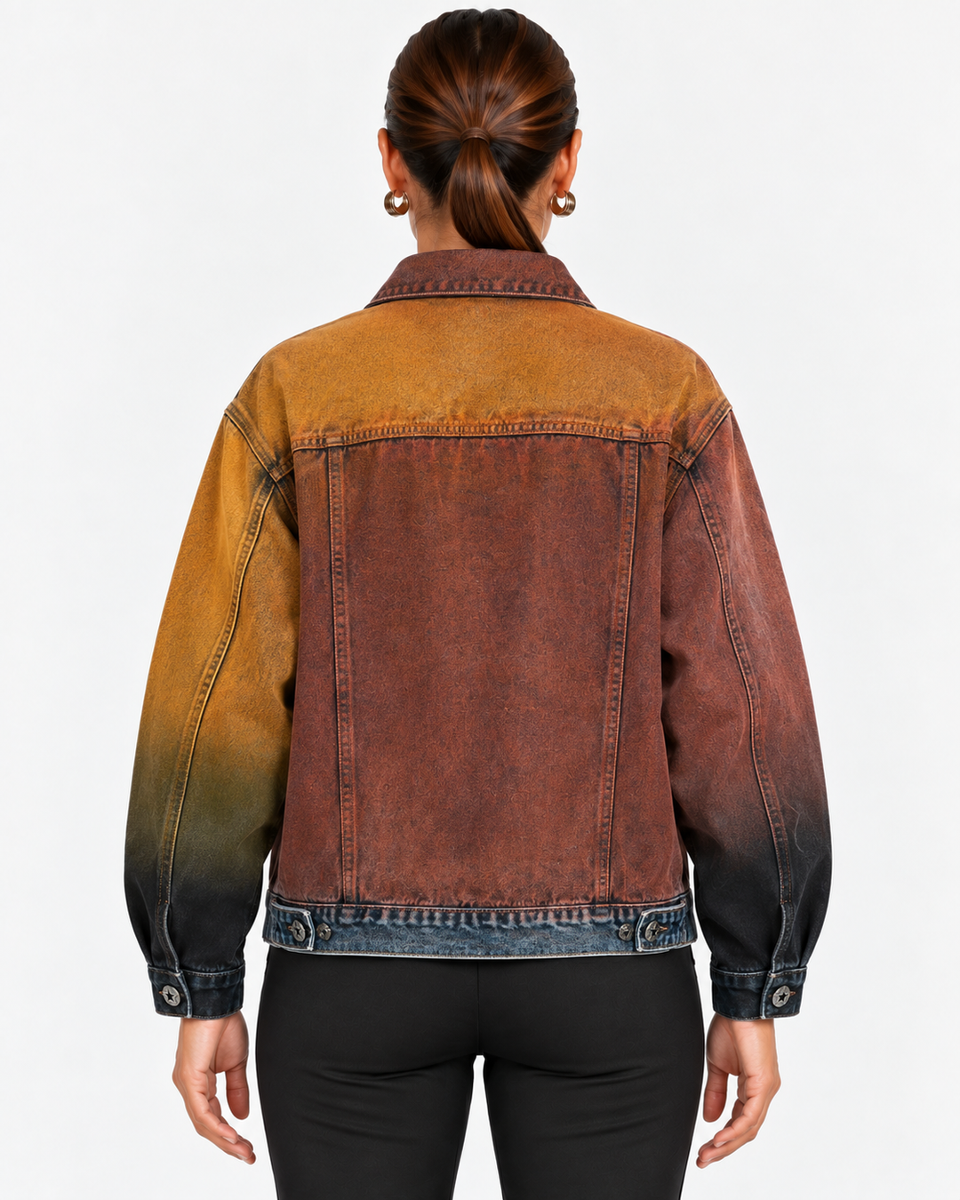 Cropped Ombre Oversized Denim Jacket For Women