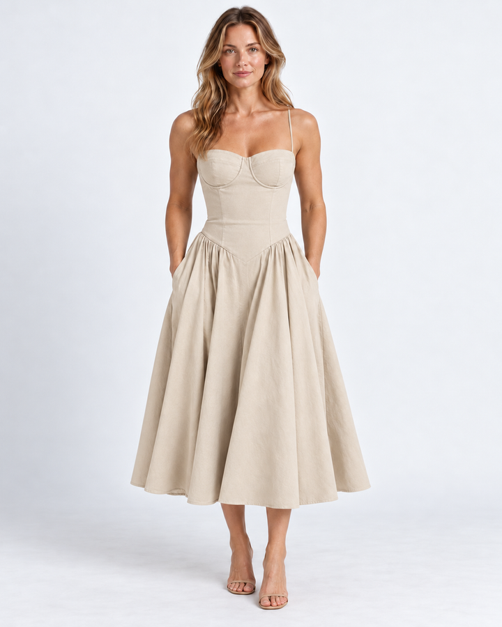 Elegant Corset Midi Dress For Women