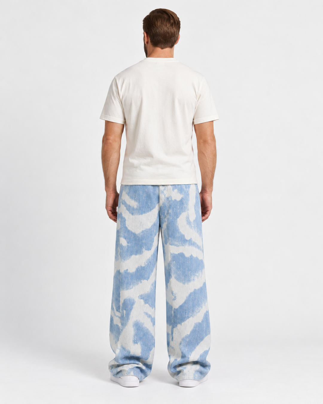 Cloud Pattern Straight Leg Denim Trousers For Men