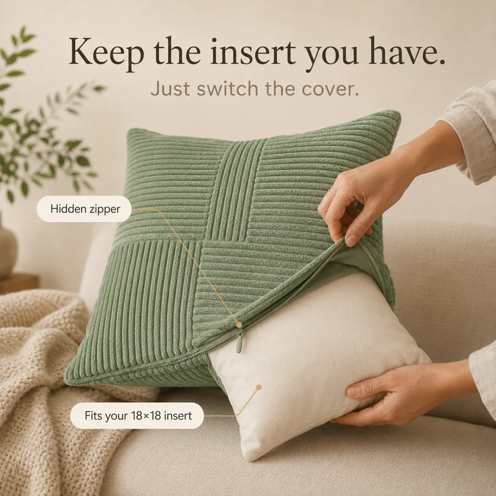 Corvella Corduroy Cushion Cover That Matches The Photo, view 5 - Elena Harper