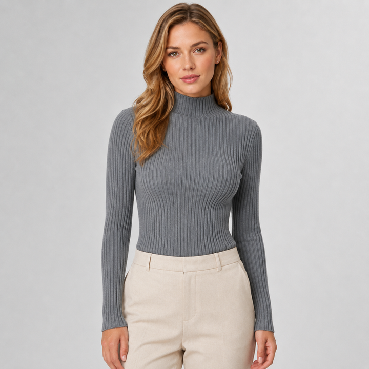 Montarello Women's Knit Sweater, High Collar, Fitted Cut
