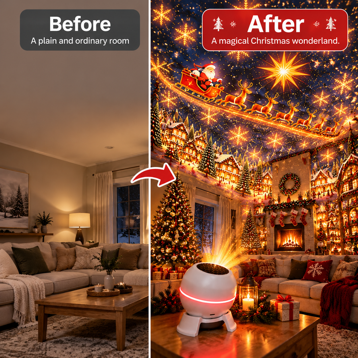 Kerstlichtprojector met bewegende sterpatronen, USB-voeding, wit