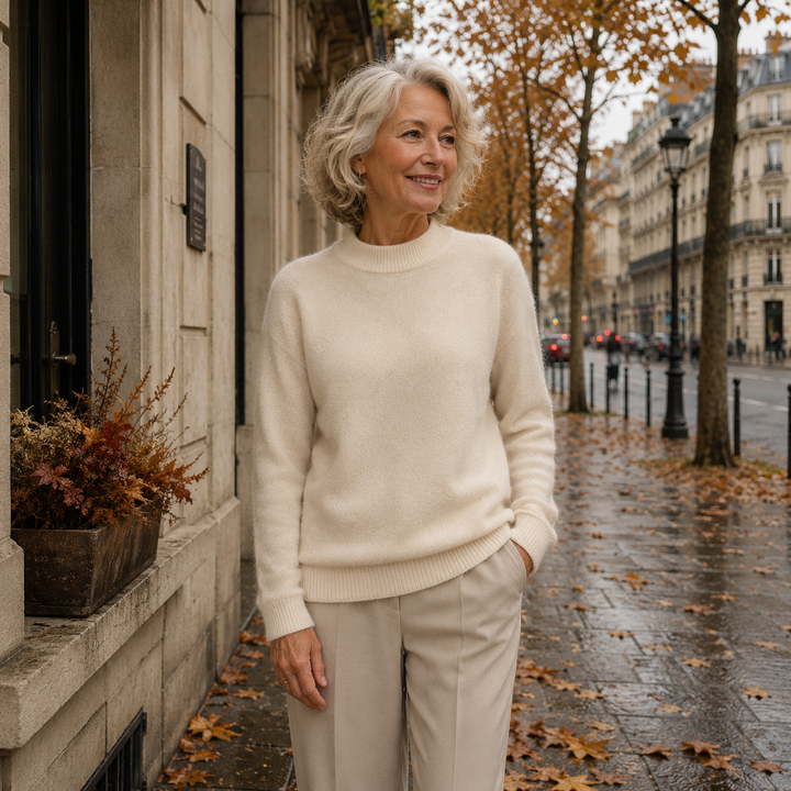 Séverine Wool Sweater with High Collar, view 2 - Elena Harper